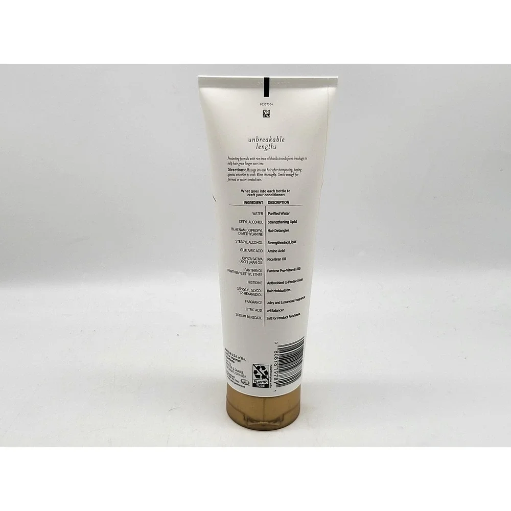 Pantene Unbreakable Lengths‎ Conditioner 8 Oz Rice Bran Oil Sulfate-Free Hair